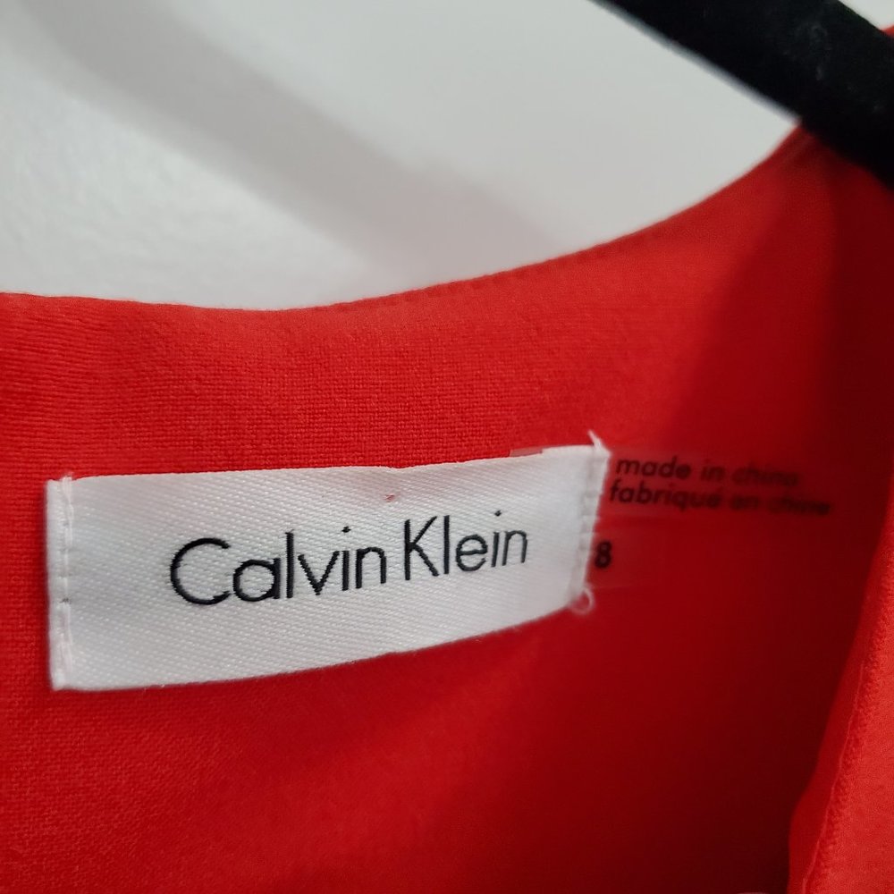 Calvin Klein Blood Orange (Red) Pleated Fully-Lined Dress Size 8 - Picture 6 of 16